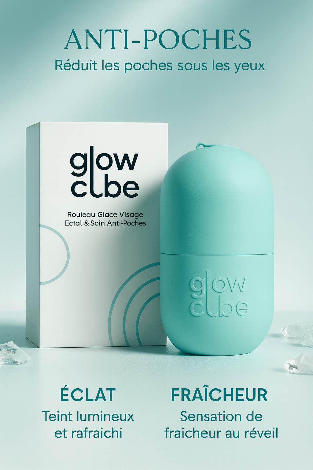 ❄️ GlowCube™ -  Rouleau de Glace Visage | Soin Anti - Poches & Éclat